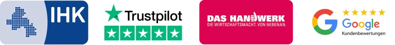 Zertifizierungen: IHK-Meisterbetrieb, VDE-zertifiziert, ISO 9001, e-Marke